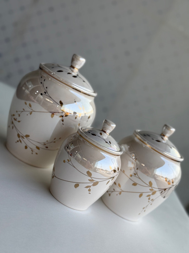 پاسماوری طرح شاخه طلا زمینه صدفی