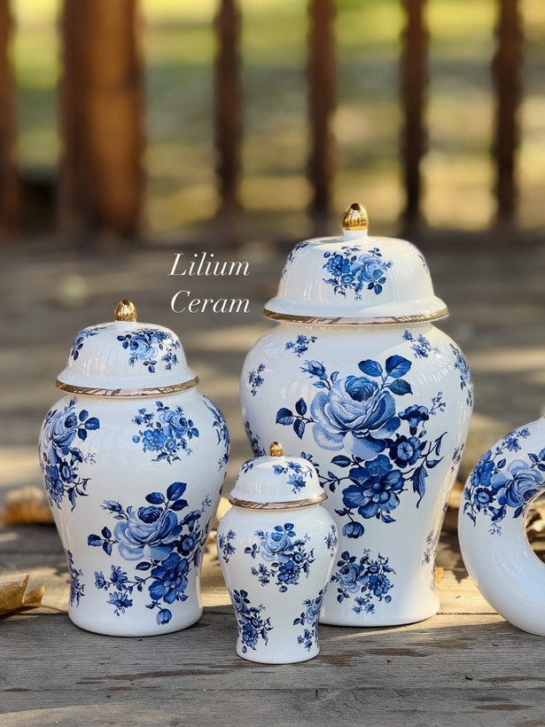 جینجرجار طرح گل کبالتی آبی